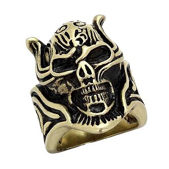 Alamode Antique Copper Ion Plated Epoxy Skull Ring