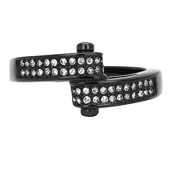 Alamode Black Ion Plating Crystal Crossover Ring