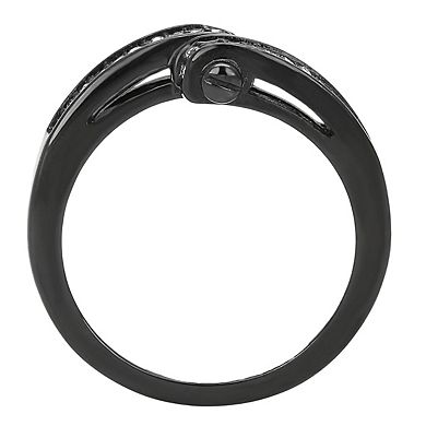 Alamode Black Ion Plating Crystal Crossover Ring
