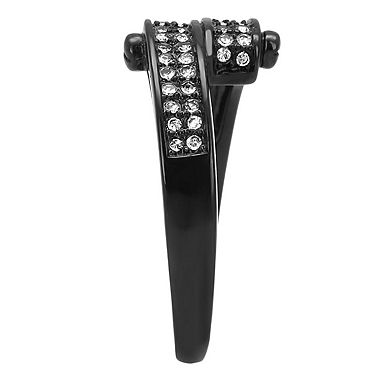 Alamode Black Ion Plating Crystal Crossover Ring
