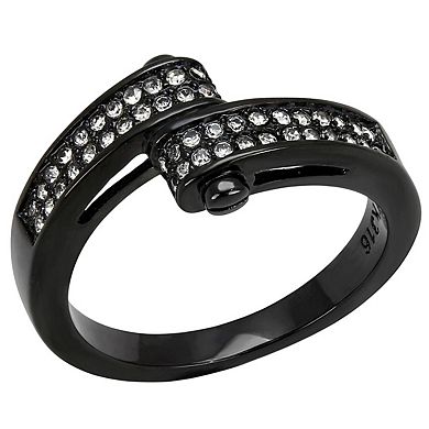 Alamode Black Ion Plating Crystal Crossover Ring