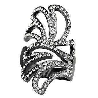 Alamode Black Ion Plating Crystal Abstract Ring