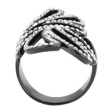 Alamode Black Ion Plating Crystal Abstract Ring