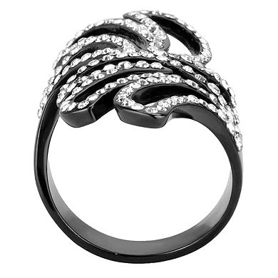 Alamode Black Ion Plating Crystal Abstract Ring