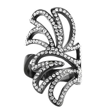 Alamode Black Ion Plating Crystal Abstract Ring