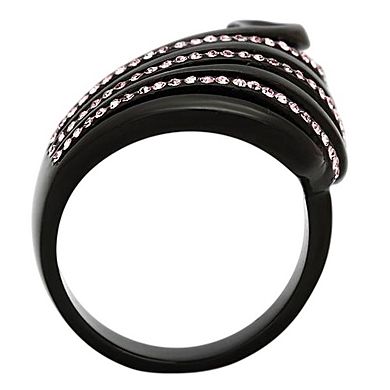 Alamode Black Ion Plating Crystal Curved Ring