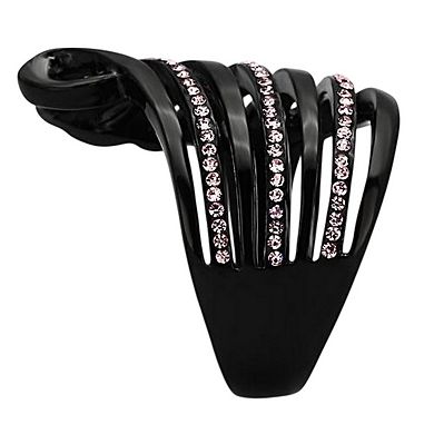 Alamode Black Ion Plating Crystal Curved Ring