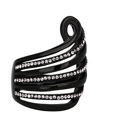 Alamode Black Ion Plating Crystal Curved Ring