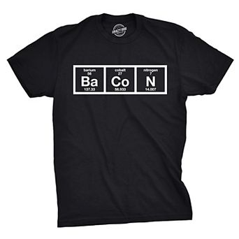 Mens The Chemistry Of Bacon T Shirt Funny Nerdy Graphic Periodic Table Science