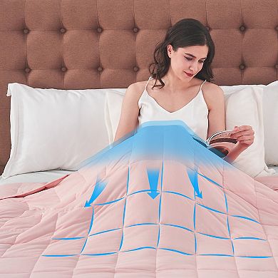 Inhand Weighted Blanket 48"x72" 15lbs, Cooling Blanket with Glass Beads, Soft Breathable Microfiber
