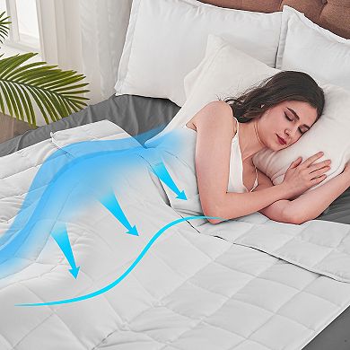 Inhand Weighted Blanket 60"x80" 15lbs, Cooling Blanket with Glass Beads, Soft Breathable Microfiber