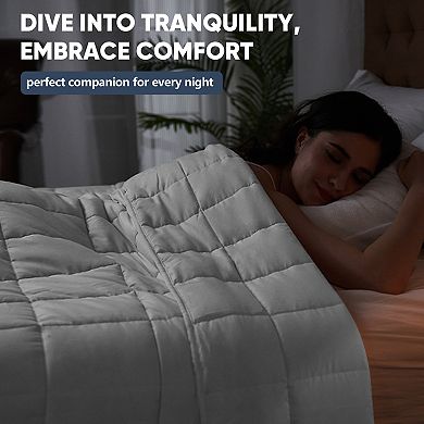 Inhand Weighted Blanket 60"x80" 15lbs, Cooling Blanket with Glass Beads, Soft Breathable Microfiber