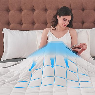 Inhand Weighted Blanket 60"x80" 15lbs, Cooling Blanket with Glass Beads, Soft Breathable Microfiber