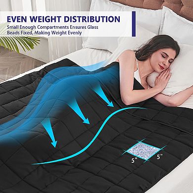 Inhand Weighted Blanket 60"x80" 20lbs, Cooling Blanket with Glass Beads, Soft Breathable Microfiber