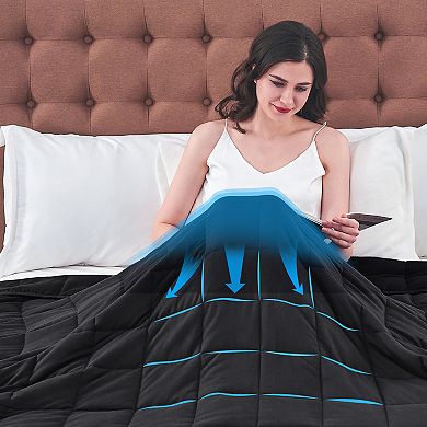 Inhand Weighted Blanket 60"x80" 20lbs, Cooling Blanket with Glass Beads, Soft Breathable Microfiber