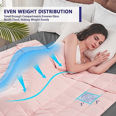 Inhand Weighted Blanket 80"x87" 20lbs, Cooling Blanket with Glass Beads, Soft Breathable Microfiber