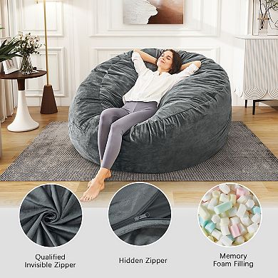 Inhand Memory Foam Fill 2-in-1 Bean Bag Chair with Soft Removeable Cover - Convertible Bean Bag Bed