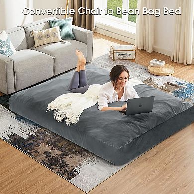 Inhand Memory Foam Fill 2-in-1 Bean Bag Chair with Soft Removeable Cover - Convertible Bean Bag Bed