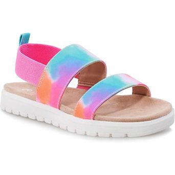 Girls Sandals Summer Shoes Open Toe Elastic Back Strap Sandals Flat for Little Kids Big Kids
