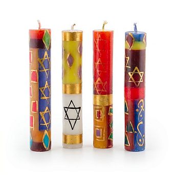 Shabbat Judaica Painted Candles