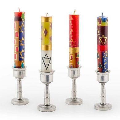 Shabbat Judaica Painted Candles