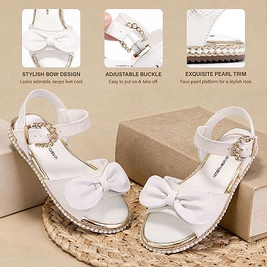 Girls Flat Sandals Open Toe Espadrille Summer Shoes with Adjustable Ankle Strap