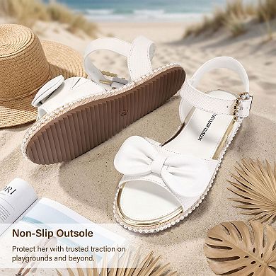 Girls Flat Sandals Open Toe Espadrille Summer Shoes with Adjustable Ankle Strap
