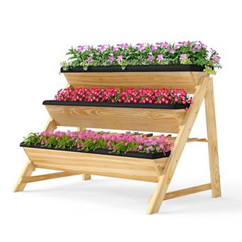 Costway 3 tier Raised Garden Bed Storage Shelf Garden Planter for Flowers