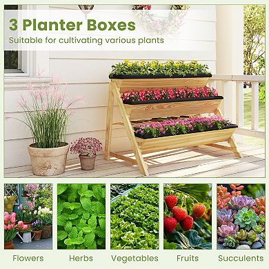 Costway 3-Tier Raised Garden Bed Storage Shelf Garden Planter for Flowers