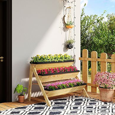 Costway 3-Tier Raised Garden Bed Storage Shelf Garden Planter for Flowers