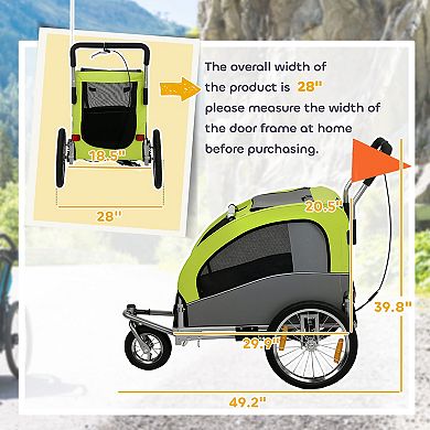 Aosom 2 in 1 Pet Stroller Dog Bike Trailer for Medium Dogs