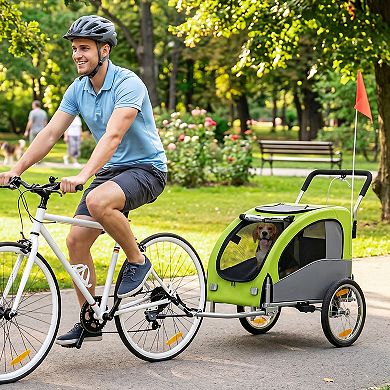 Aosom 2 in 1 Pet Stroller Dog Bike Trailer for Medium Dogs