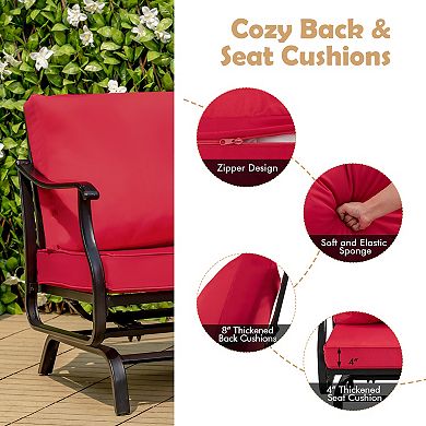 Costway 3PCS Patio Rocking Bistro Set Cushioned Chair Armrest Side Table
