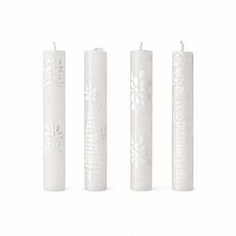 Shabbat White on White Painted Candles