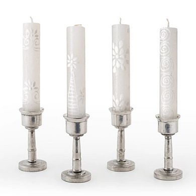 Shabbat White on White Painted Candles