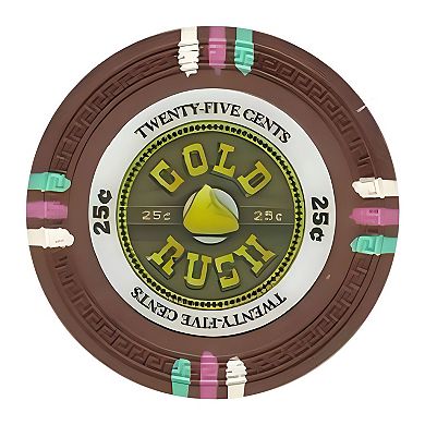 Poker Chips 25 Count $0.25 Set, Clay Composite Greek Key Mold Chips for Home Games
