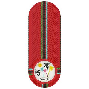 $5 Poker Chips 25 Pack Greek Key Design, Clay Composite, Round Chips for Poker & Blackjack