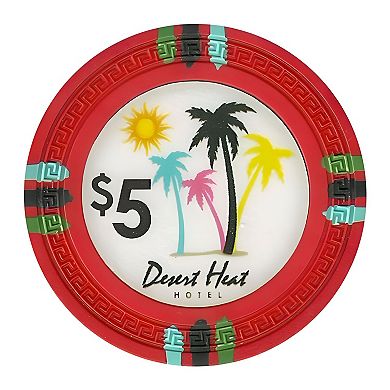 $5 Poker Chips 25 Pack Greek Key Design, Clay Composite, Round Chips for Poker & Blackjack