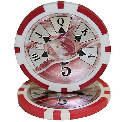 Clay Composite Poker Chips, Denomination of $5 25 Pieces, Standard Casino Style Chips