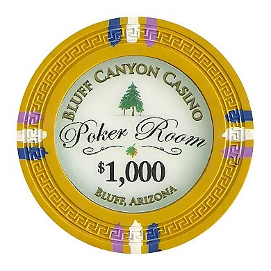 Casino Poker Chips $1,000 Value, 25 Count Clay Composite Greek Key Edge Chips