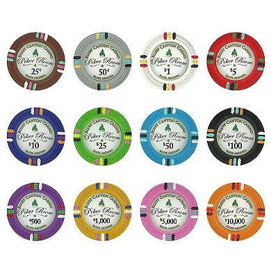 Casino Poker Chips $1,000 Value, 25 Count Clay Composite Greek Key Edge Chips