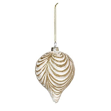 Set of 6 Glass Drapery Glitter Pattern Christmas Ornaments Tree Decor