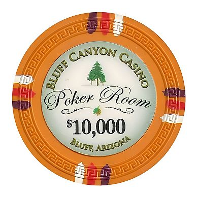 Bluff Canyon $10,000 Poker Chip 25 Pack Clay Composite Greek Key Chip