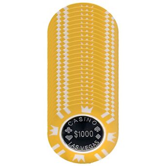 $1,000 Poker Chips 25 Pack Coin Inlay, Clay Composite with Metal Denomination