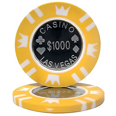 $1,000 Poker Chips 25 Pack Coin Inlay, Clay Composite with Metal Denomination