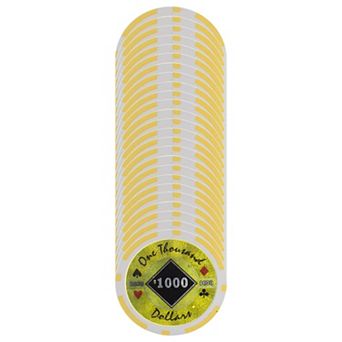 25 pc $1,000 Poker Chips, Heavyweight Clay Composite Chips for Casino-Style Play