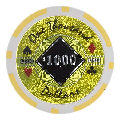 25-Piece $1,000 Poker Chips, Heavyweight Clay Composite Chips for Casino-Style Play