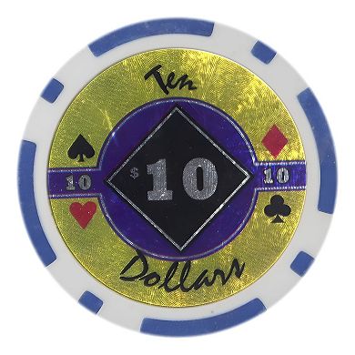 Clay Composite Poker Chips 25 pieces $10 Chips for Home Games and Tournaments