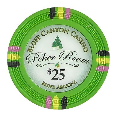 $25 Poker Chips 25 Piece Set, Bluff Canyon Casino Clay Composite Chips