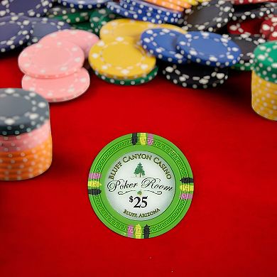 $25 Poker Chips 25 Piece Set, Bluff Canyon Casino Clay Composite Chips